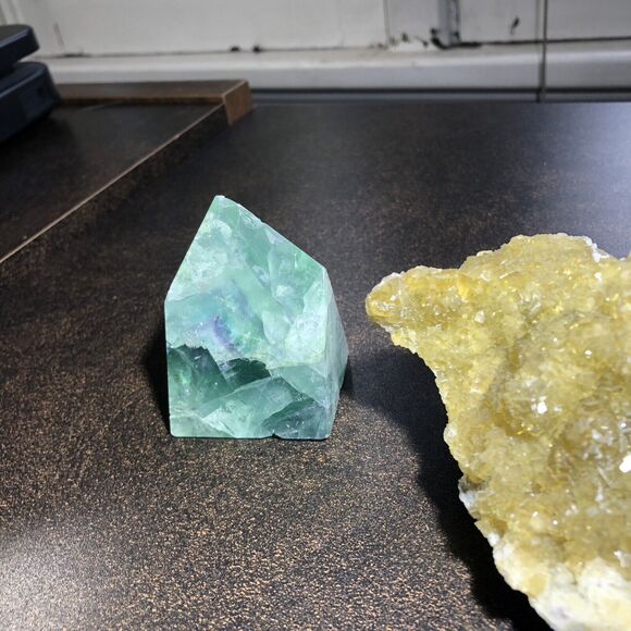 Fluorite Energy Trio: Green, Yellow, & Purple Banded Crystals for Calm & Energy - Picture 2 of 11